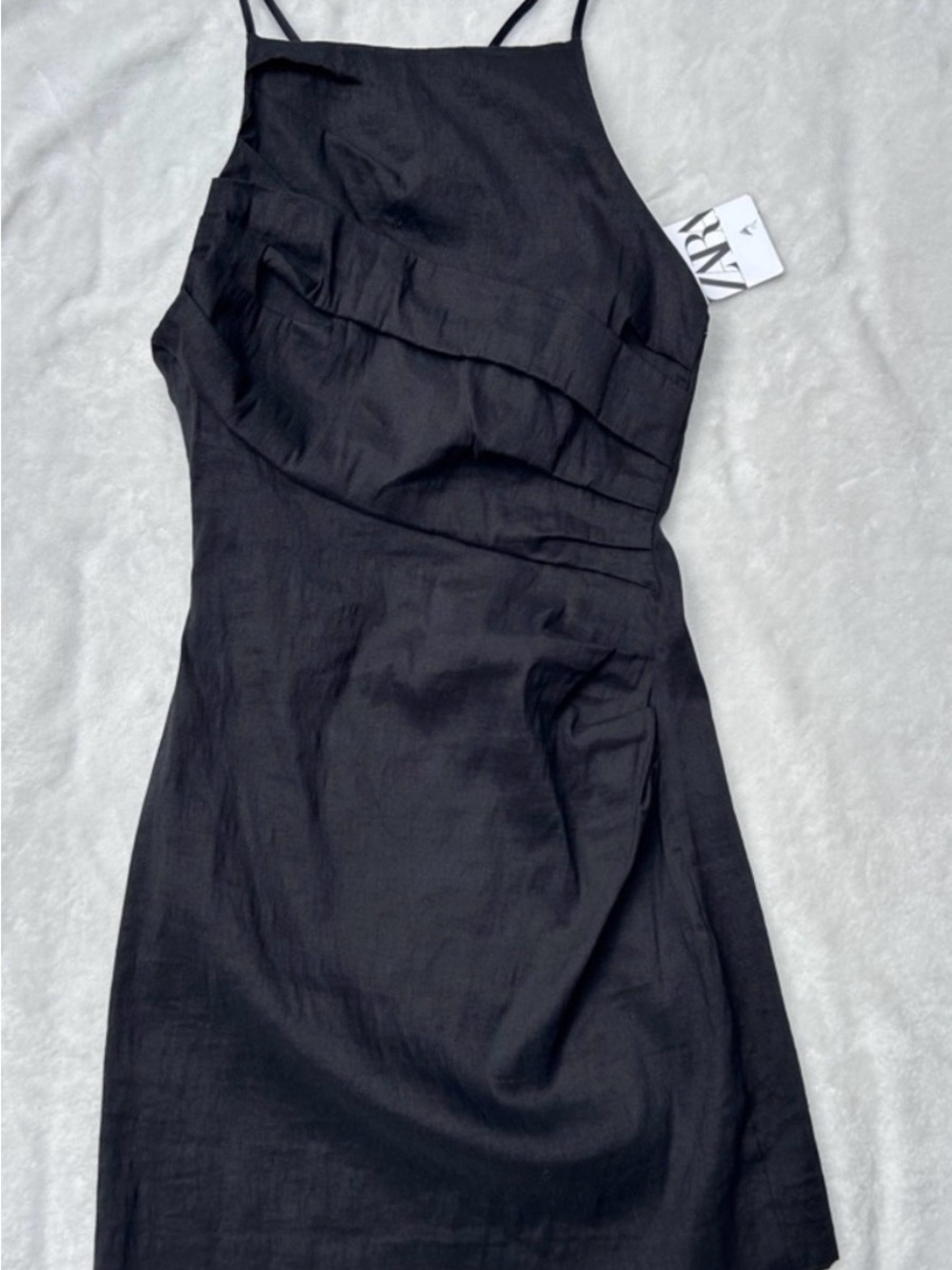 NWT Zara Black Mini Dress with Ruffle Detail